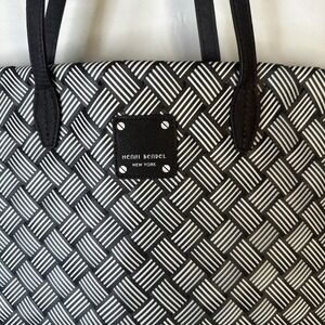 Henri Bendel Woven Tote Bag Brown and White Carryall L